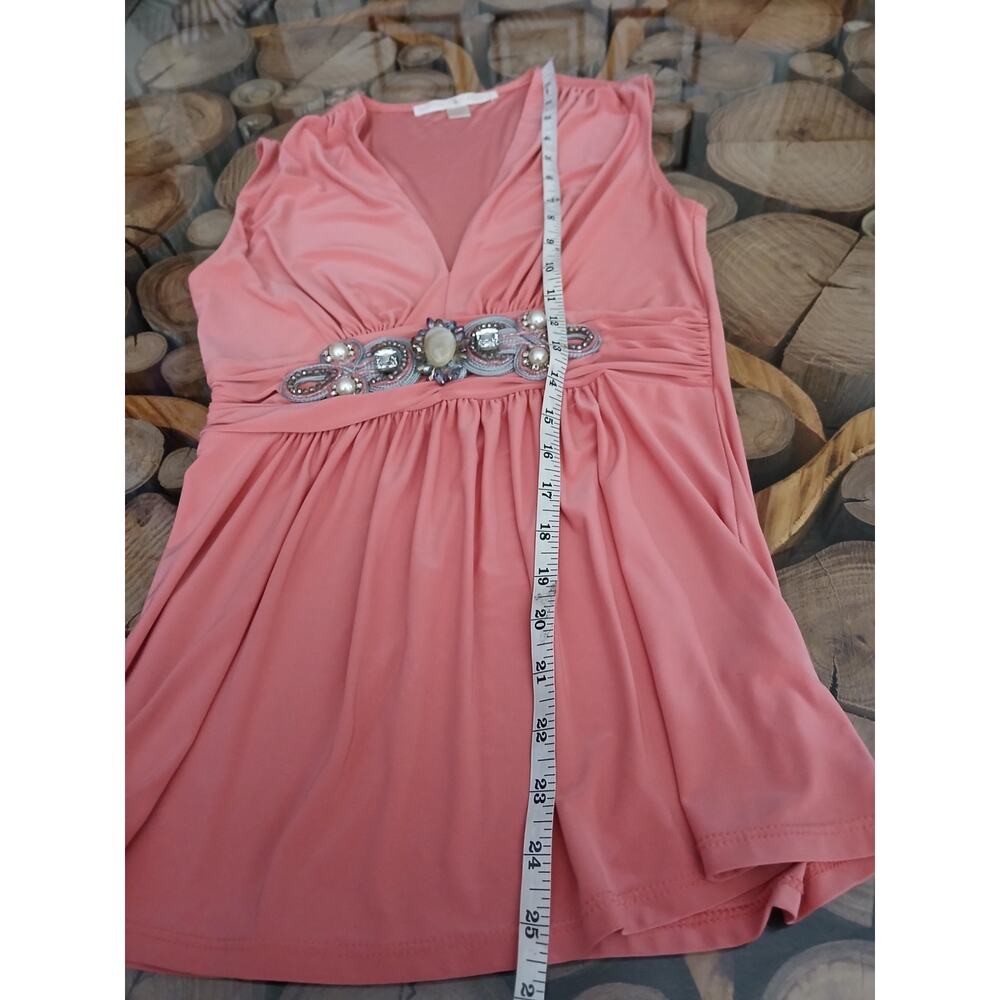 Vintage 90's Y2k BP Peach Babydoll gemstone bling baby doll accent top XXS pink - Picture 5 of 10